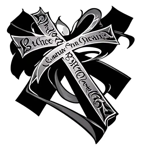 Religious Cross Made Of Name Intertwined