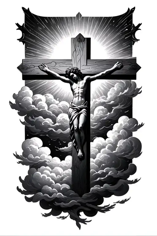 Psalm 118 Verse 6 Cross Clouds Surrounding With Sunlight On Cross