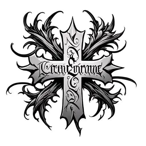 Religious Cross Made Out Of A Name Written