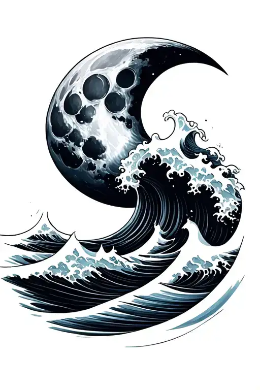 Moon And Wave Merging