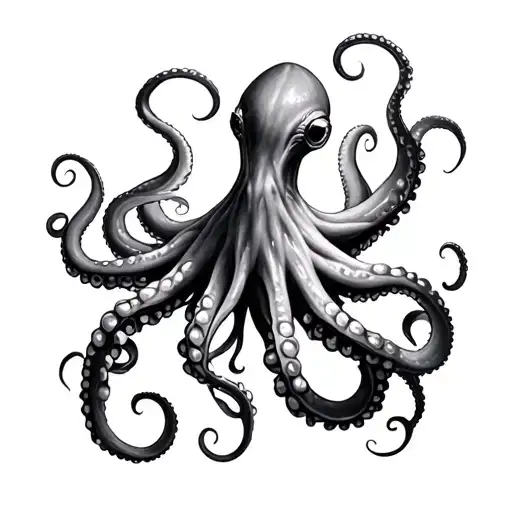 A Mix Between A Realistic Octopus And An Ancient Greek Style Octopus