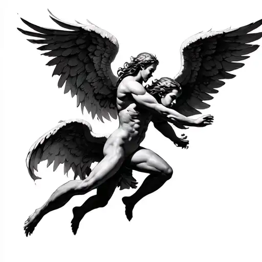Angels Fighting Demons Flying