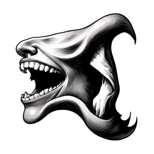 Mouths Biting The Skin Of A Man Standing