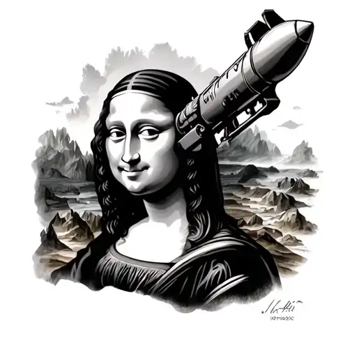 Mona Lisa With Rocket Launcher Strapped To Its Back