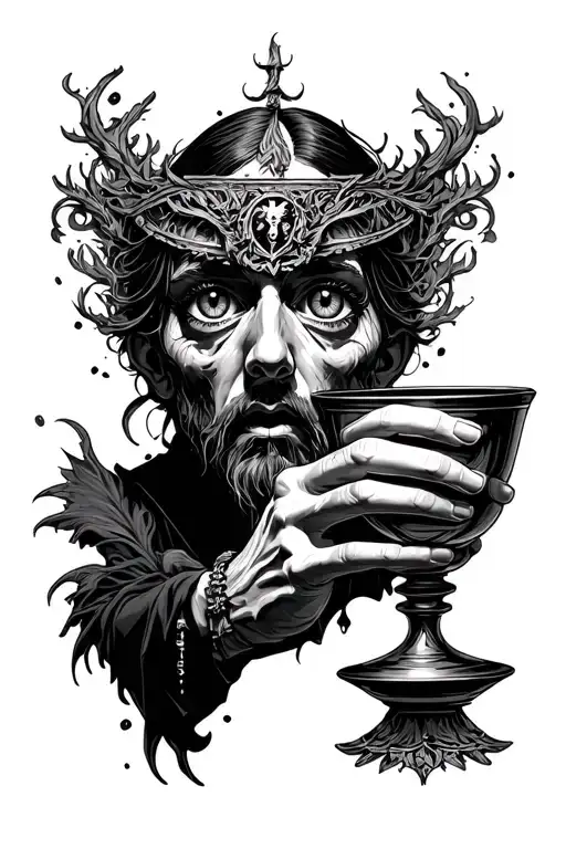 Hundred Eyes Paranoid Person Holding Chalice Of Truth