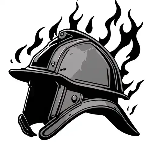 Firefighter Helmet Engulfed In Flames