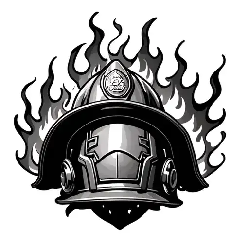 Firefighter Helmet Engulfed In Flames Wrapped