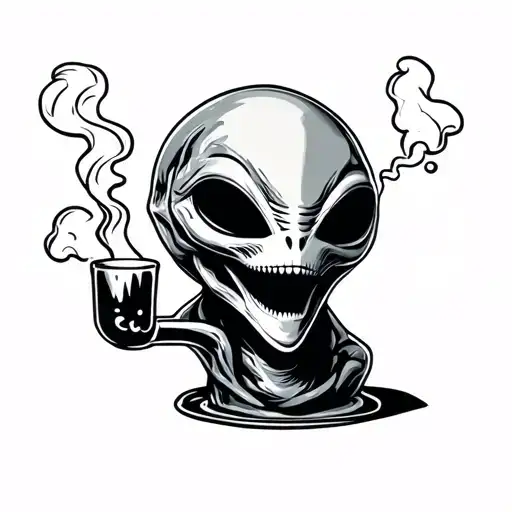 Alien Smoking Bong Drop Shadow 2D
