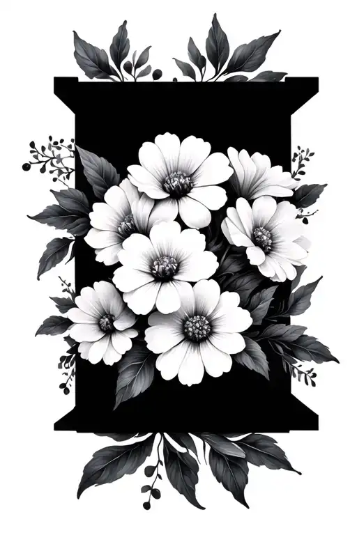 Rectangle Black Box White Flowers Cut Out In It