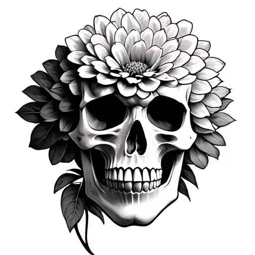 Dahlia Flower Skull Face
