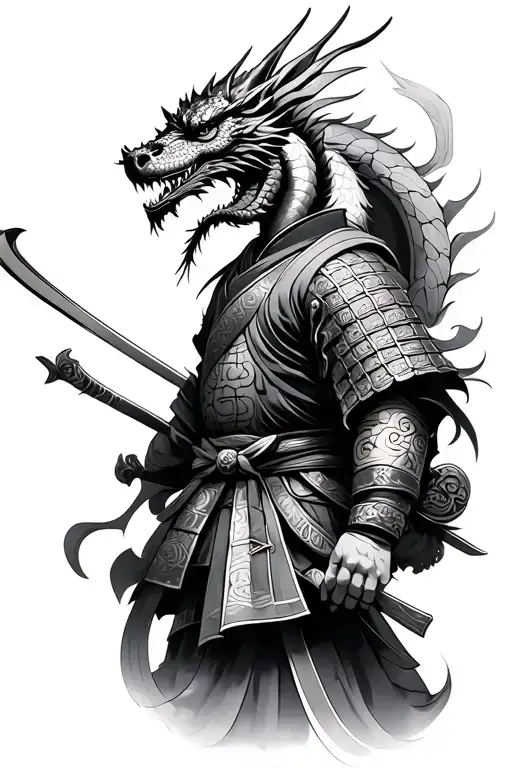 A Samurai With A Dragon Wrapped Around It
