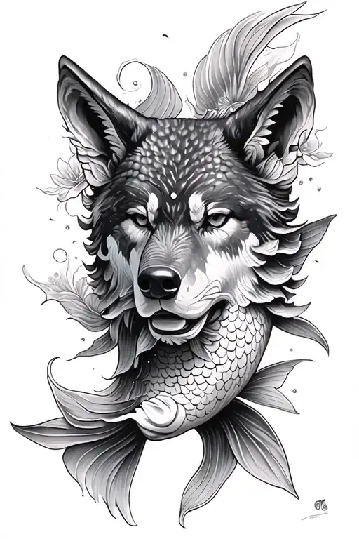 Wolf Koi Fish Buddha Face