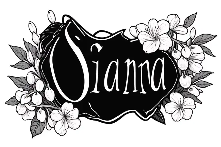 Name Gianna Surrounded By Lilly Of The Valley And Hawthorn Flowers