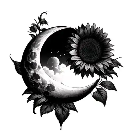 Moon And Sunflowers
