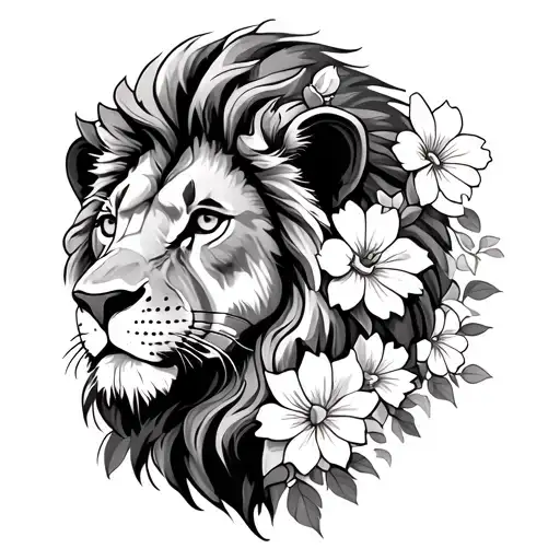 Lion With Flowers