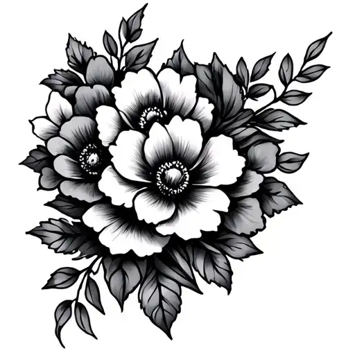 Cross With Flowers And Hearts