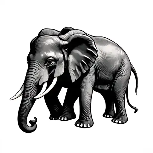 Two Elephants With Trunks Intertwined