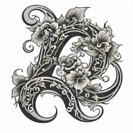 Initial C With Flowers And Vines Growing