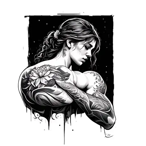 Bicep Tattoo Fine Line Art