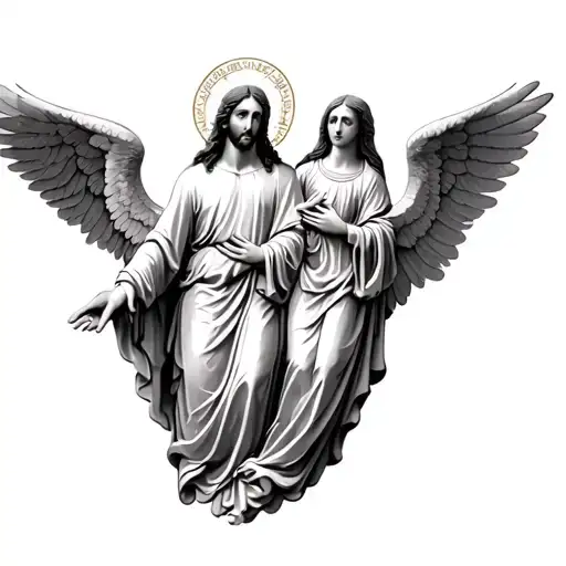 Jesus And Mother Mary And Michael Arch Angel