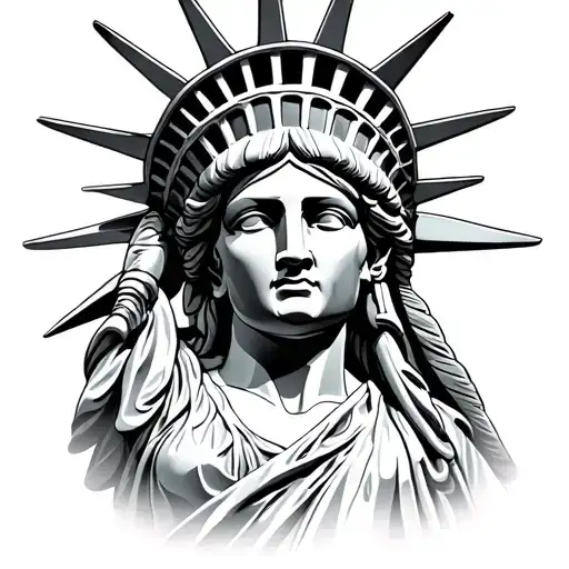 Statue Of Liberty With Indian Head Dress On Standing In Front Of The Coleseum