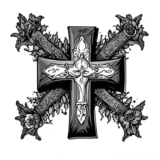 Nail Cross Design With Other Biblical References Surrounding It
