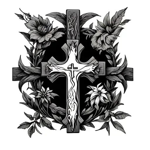 Nail Cross Design With Other Biblical References Surrounding It