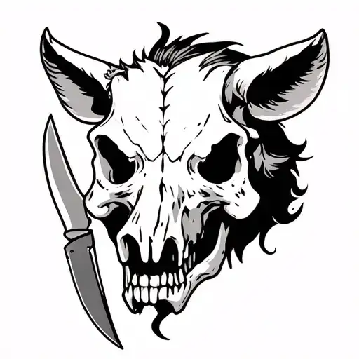 Hooky Boar Skull Half Skeleton Half Normal Pigging Knife Going Down The Middle