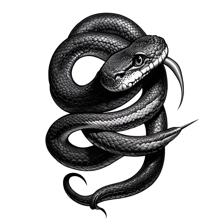 Boa Constrictor With Needle Wrapped Around Arm