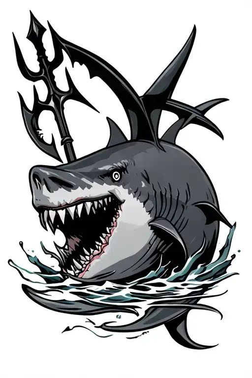 Tribal Shark With Trident Incorporated
