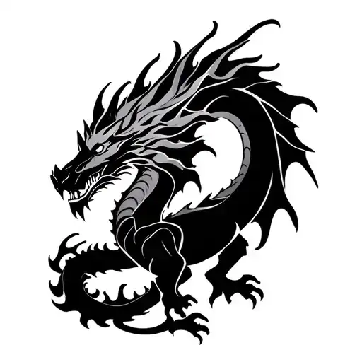 Fire Dragon Silhouette