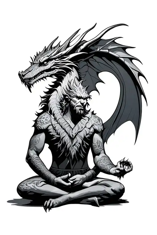 Dragons And Vikings Warrior Meditating