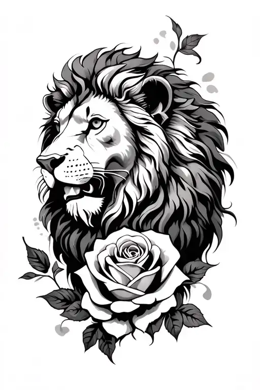 Lion Et Rose Surrounded