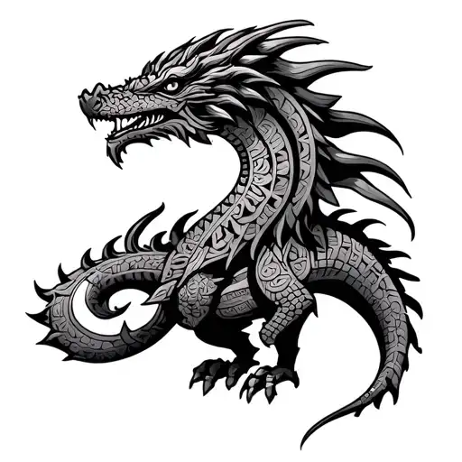 Aztec Guadeloupe Virgin Dragon