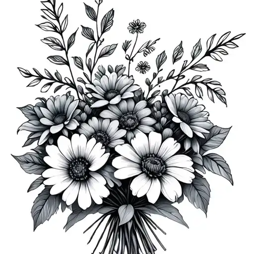 Bouquet Of Flowers Using Birthday Flowers Intertwined