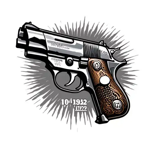 Hand Gun With The Date 3-10-1982