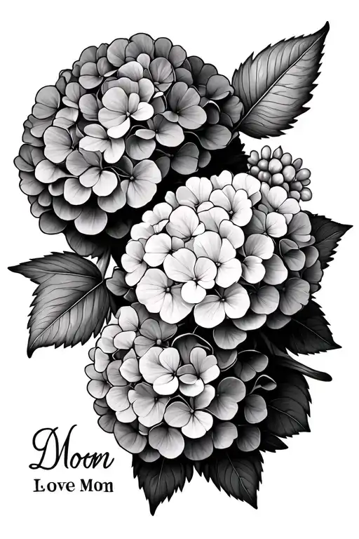 Hydrangeas With Letter That Says Love Mom