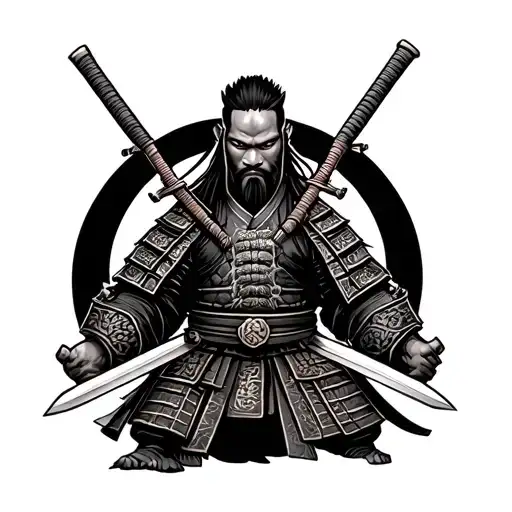 Japanese Samurai With 2 Swords