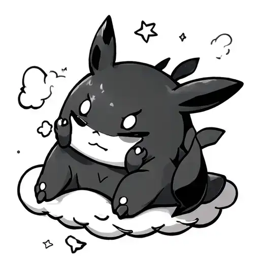 Pokemon Sleeping On A Cloud Artwork