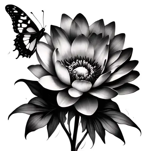 Waterlily Poppy And Narcissus With Butterfly