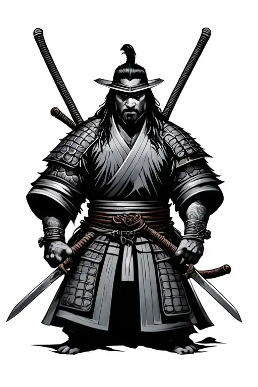 Japanese Samurai With 2 Swords