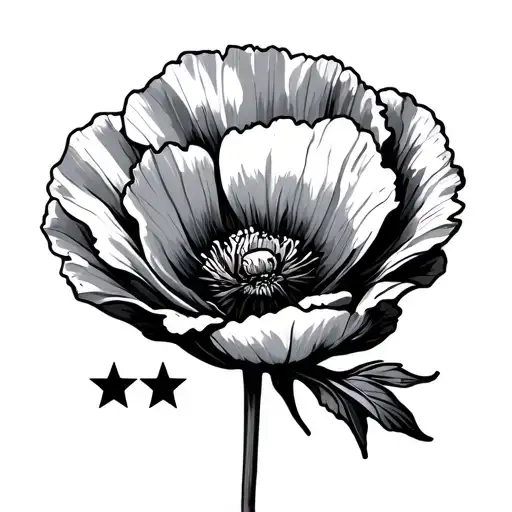 Poppy Which Represents Our Ephemeral Passage On Earth And 5 Stars Which Represents Children