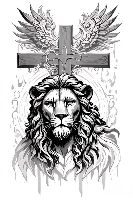 Cross Lion Jesus Christ