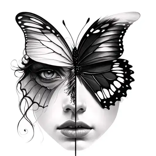 Half Butterfly And Half Face
