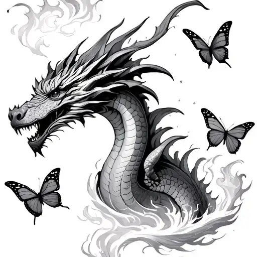 Holy Fire Dragon Fire Breathing Butterflies Flying