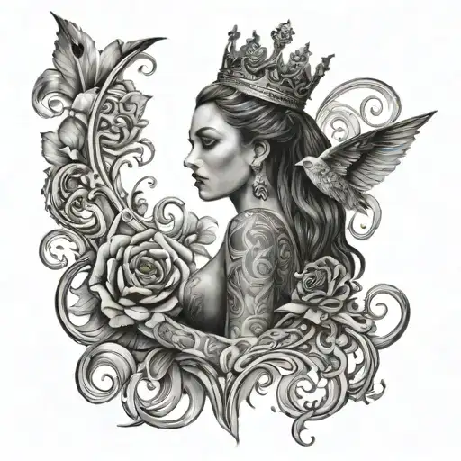 Full Back Tattoo With Queen