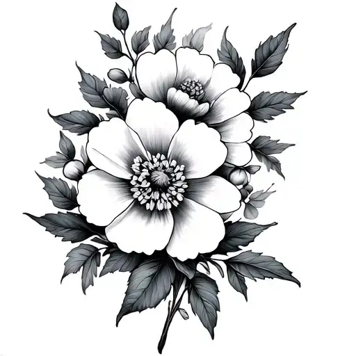 Fine Line Hawthorne Flower's Intertwined Within A Fine Line Cross