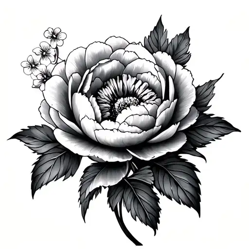 Peony And Forget Me Not