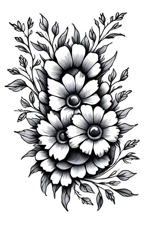 Paw Prints And Flowers Intertwined