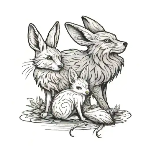 Rabbit And A Fox Together Symbolizing
